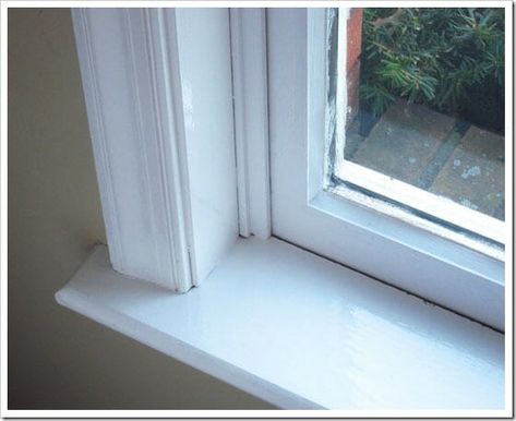 DIY: Window Trim Painting Tricks How To Paint Window Sills, Diy Window Sill, Marble Window Sill, Window Trim Paint, Painting Windows, Diy Window Trim, Painting Trim White, Kitchen Window Sill, Trim Ideas