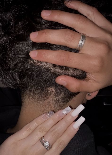 Haircut With Initials Men, Nails W His Initial, Initial A Acrylic Nails, N Initial Haircut, Initial In Haircut Men, Nails With Hidden Initials Acrylic, Acrylic Nail Designs Boyfriend Initial, M Initial Haircut, K Initial Haircut