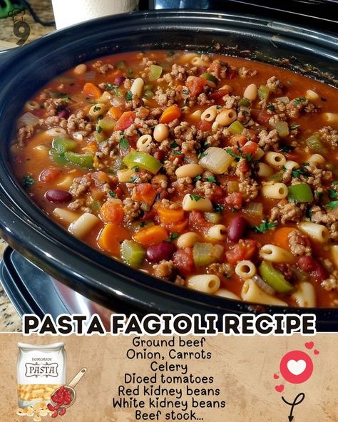 Slow Cooker Pasta Fagioli, Walking Tacos Recipe, Meat Sandwiches, Loose Meat, Pasta Fagioli Recipe, Pasta Fagioli Soup, Fagioli Soup, Easy Family Recipes, Slow Cooker Pasta