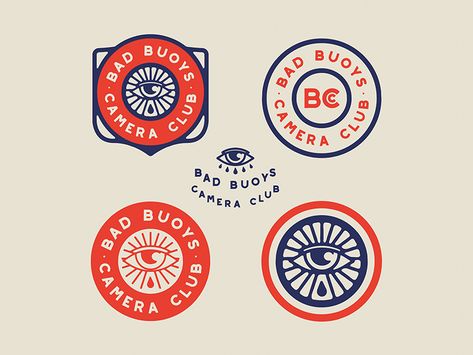 Bad Buoys Camera Club badge typography graphic design illustration logo identity branding Camera Illustration, Photography Club, Retro Logos, Seal Design, Badge Logo, 자수 디자인, Modern Logo Design, Badge Design, Club Design