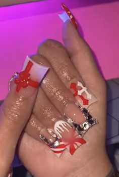 Duck Nails Medium, Christmas Duck Nails, Red Duck Nails, Duck Acrylic Nails, Christmas Nail Designs Acrylic, Beige Nails Design, Nail Collection, Acrylic Toe Nails, Long Acrylic Nail Designs