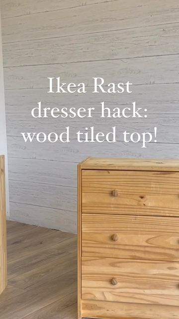 Andy | Furniture Re~Design on Instagram: "Ikea Rast Dresser Hack Series: meet The Senior! To create a single level top after I had joined two Rasts together, I used some pine trim to creat a wood tiled top. This was so satisfying and so much fun to create - line building my own puzzle. This piece also got a modern-style base to raise her up another NINE INCHES, and a cool faux inlay paint effect on the two top drawers. Definitely check this series over on YouTube - you won’t want to miss it!! Ikea Pine Dresser, Rast Dresser Hack, Tarva Dresser Hack, Ikea Rast Makeover, Rast Dresser, Ikea Rast Dresser, Top Of Dresser, Dresser Hack, Ikea Rast Hack