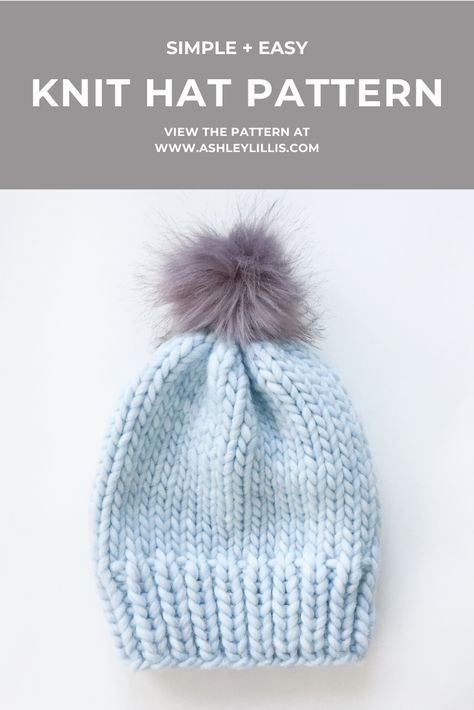 Wool Hat Knit Pattern, Chunky Hat Pattern Knitting, Knit Touque Pattern Free, Chunky Knit Baby Hat Pattern, Knitted Chunky Hat Free Pattern, Easy Free Knitting Patterns Simple, Chunky Knit Baby Hat, Free Knitting Pattern Hat, Free Chunky Hat Knitting Patterns