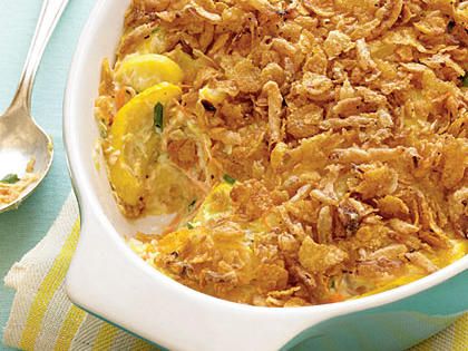 Lightened Squash Casserole Healthy Southern Recipes, Healthy Squash Casserole, Summer Squash Recipes, Squash Casserole Recipes, French Fried Onions, Squash Casserole, Squash Recipes, Fried Onions, Veggie Dishes