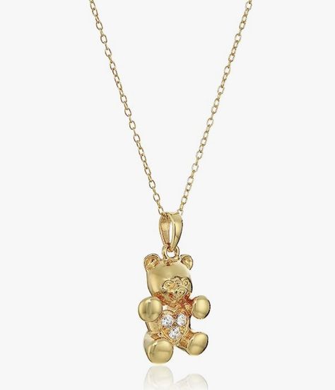 18k yellow gold-plated sterling silver round white cubic zirconia bear pendant with 18 inch chain Bear Pendant, Gold Plated Sterling Silver, Shoes Jewelry, Cubic Zirconia, Gold Plate, Shoe Jewelry, Yellow Gold, Pendant Necklace, Sterling Silver