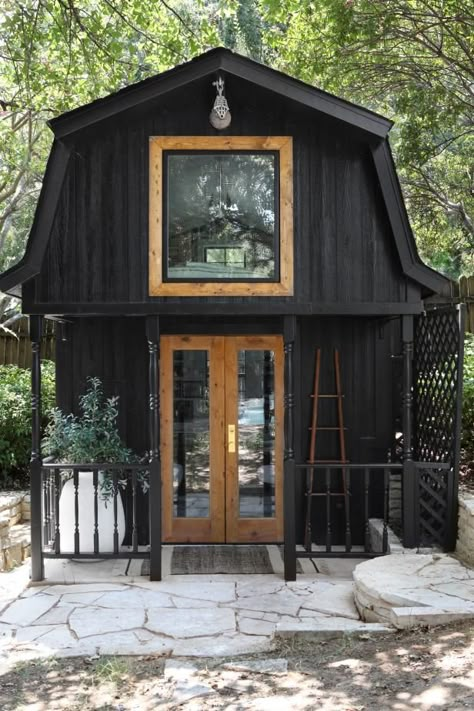 Backyard Builds, Shed Guest House, California Farm, Backyard Accessories, Shed Tiny Home, Backyard Guest Houses, Black Cabin, Sunset Drive, Accessory Dwelling Unit