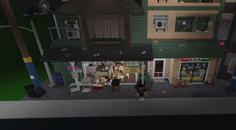 Blox Burg Town Layouts, Japanese City Bloxburg, Street Bloxburg, Bloxburg City Ideas Small Plot, Bloxburg Apocalypse, Bloxburg Abandoned City, Japanese Town, Japanese Home Design, Building Layout