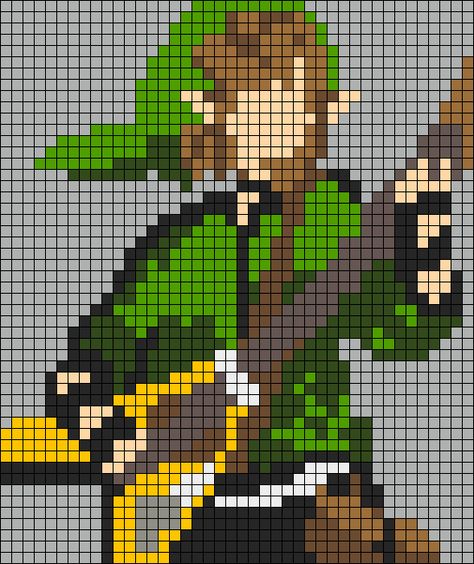 Zelda Alpha Pattern, Zelda Pixel Art, Zelda Cross Stitch, Alpha Bracelet, Unique Cross Stitch, Cross Stitch Tutorial, Guitar Electric, Link Zelda, Custom Cross