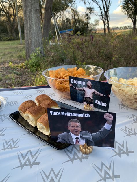 Wwe Food Ideas, Wwe Party Food, Wwe Themed Food, Wrestling Party Ideas, Wwe Party Ideas, Wrestlemania Party Food, Wwe Birthday Food Ideas, Wwe Birthday Party Ideas Food, Wwe Bday Party Ideas