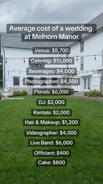 Are you starting to plan your dream wedding and wondering how much each vendor would cost? We’re here to help! These numbers are based on averages for a prime Saturday date for approximately 150 guests. Although these numbers can change, the one thing that doesn’t is our support throughout your wedding-planning journey. Visit melhornmanor.com to check out availability and let us make your wedding dreams a reality! ✨ Dreaming Of You, Wedding Planning, Dream Wedding, How To Plan, Instagram