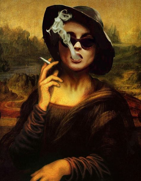 Mona Lisa smoking Monalisa Wallpaper, متحف فني, Mona Lisa Parody, Art Parody, Funny Art, Surreal Art, Cartoon Wallpaper, Aesthetic Art, Collage Art