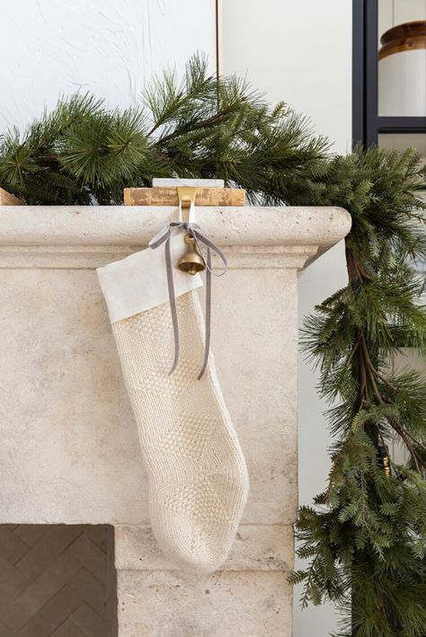 How to Style Your Holiday Mantel - Studio McGee Mcgee And Co Christmas, Mcgee Christmas, Studio Mcgee Christmas, Holiday Fireplace, Mcgee And Co, Holiday Mantel, Holiday Greenery, Knit Stockings, Holiday Garlands