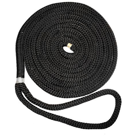 New England Ropes 3/4" X 25' Nylon Double Braid Dock Line - Black Fishing Organization, Marine Anchor, Double Braid, Boat Parts, Water Crafts, 8 M, Saddle Bags, New England, Braids