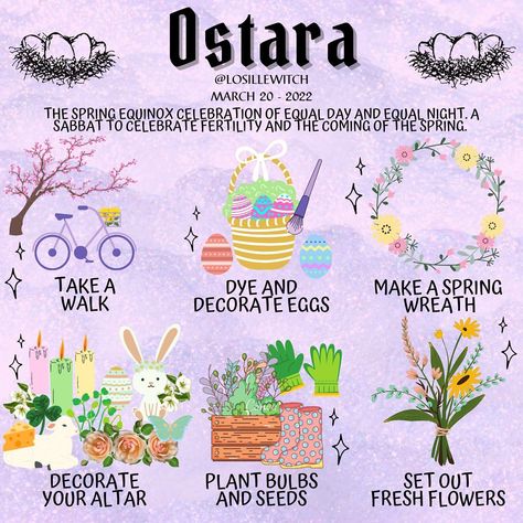 Losille’s Coven | Lucia Quinto on Instagram: "6 Simple Ostara Ritual Ideas! 🌸🌼🌷🌱☘️🦋🐑🐇🥚✨ ➡️ Searching for simple ways to celebrate it? Ostara Blessings! ✨ 🌸 The Spring Equinox…" Spring Equinox Celebration, Ostara Blessings, Content Graphic Design, Ostara Ritual, Wicca Holidays, Ritual Ideas, Pagan Magick, Pagan Spirituality, Witch Rituals