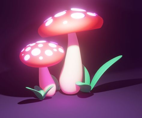 Glowing Mushrooms in Blender 🍄 3d Generalist, Mushroom Island, Mushroom 3d, Glowing Mushrooms, Eye Twitching, Neon Jungle, Plant Games, 3d Pen, Mushroom Design