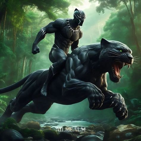 Ai Realm | 🐾 Unleashing the power of the animal kingdom! 🐾 From Spider-Man's thrilling ride on a massive tarantula to Black Panther's majestic… | Instagram Panther Halloween Costume, Black Panther Images, Panther Pictures, Big Cats Art, Avengers Wallpaper, Animation Art Character Design, Air Brush, Dark Wallpaper Iphone, Tiger Tattoo