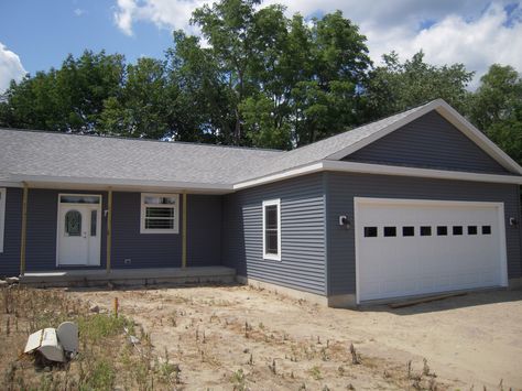 Manufactured Home Garage Addition, Modular Home Garage Addition, Modular Home With Garage, Extended Garage, Modular Home Prices, Back Decks, Custom Modular Homes, Patio Walkway, Porch Landscaping