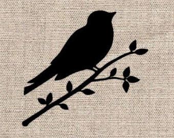 Bird on Branch Stencil Branch Silhouette, Bird Template, Bird Stencil, Bird On A Branch, Silhouette Stencil, Bird Silhouette, Stencil Pattern, Animal Silhouette, Stencil Patterns