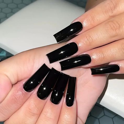 Color Tone: Black Nail Shape: Ballet Nail Length: Long Nail Pattern: Pure Color Nail Finishes: Glossy Black Press On Nails, Nails Minimalist, Press On Nails Long, Ballet Nails, Solid Color Nails, Black Acrylic Nails, Colorful Nails, Long Nail, Long Square Acrylic Nails