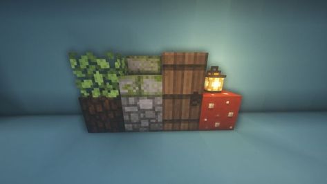 Blocks used: Spruce Log, Cobblestone, Oak Leaves, Spruce door, Mossy Stone Brick Stairs. Lantern, Red Mushroom Block. Texture Pack used is MIzunos 16 Craft. Minecraft Block Palette, Mizunos 16 Craft, Brick Stairs, Fairycore Mushroom, Mossy Stone, Minecraft Blocks, Red Mushroom, Minecraft House Designs, Minecraft House