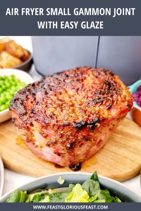 Making this Air Fryer Small Gammon Joint is ridiculously easy. You can keep it plain and simple or add my fuss free mustard and brown sugar glaze. Ideal to serve as part of a hot meal, add to a buffet spread or chill, slice and use as a great value alternative to deli ham in sandwiches and salads. #FeastGloriousFeast Glaze For Gammon Easy Recipes, Gammon In Airfryer, Air Fryer Gammon, Ham Air Fryer, How To Cook Gammon, Roast Gammon, Air Fried Green Beans, Gammon Recipes, Air Fried Fish