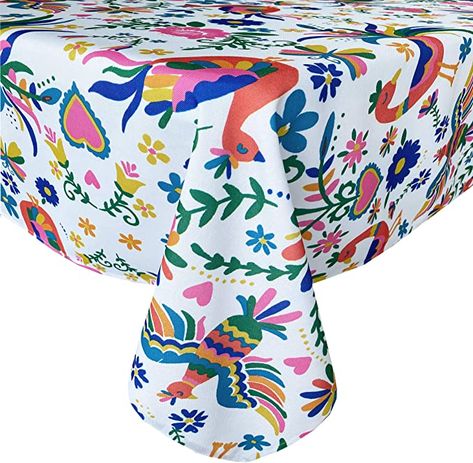 Amazon.com: Newbridge Otomi Birds Folk Art Indoor/Outdoor Print Fabric Tablecloth - Bold Otomi Design Hotel Quality Water, Stain Resistant, Wrinkle Free Fabric Tablecloth, 52 Inch x 70 Inch Oblong/Rectangle : Home & Kitchen Folk Art Fabric, Bird Print Fabric, Summer Dining, Outdoor Tablecloth, Tablecloth Sizes, Art Fabric, Art Water, Rectangle Tablecloth, Tablecloth Fabric