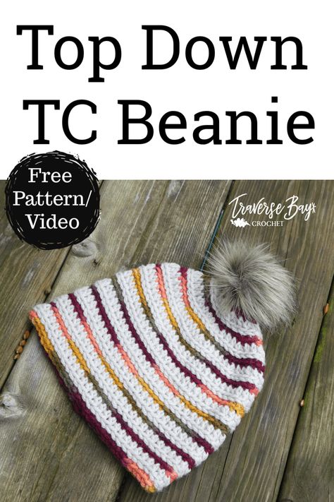 Fingerless Mittens Pattern, Beanie Pattern Free, Crochet Beanie Pattern Free, Crocheted Beanie, Crochet Beanies, Striped Beanie, Easy Crochet Hat, Crocheted Hats, Crocheted Hat