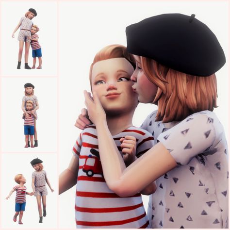 Toddler Hair Sims 4, Toddler Poses, Ts4 Poses, Sims 4 Family, 4 Poses, Sister Poses, Bff Poses, Sibling Poses, Sims 4 Children