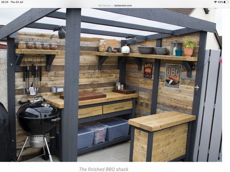 Bbq Area Ideas Outdoor, Bbq Area Ideas, Bbq Shelter Ideas, Bbq Shack, Outdoor Kitchen Area, Bbq Shed, Bbq Hut, Bbq Bar, Outdoor Bbq Area