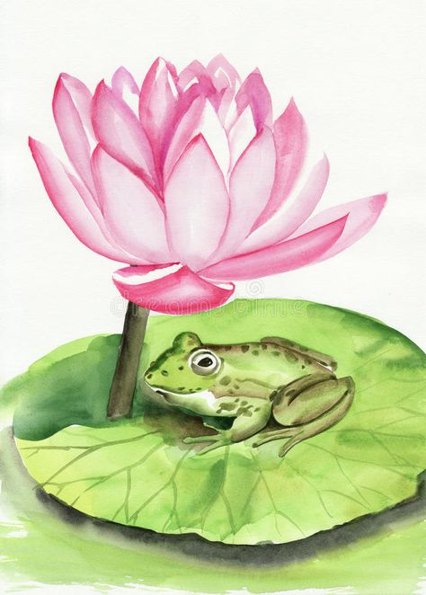 Lily Pad Drawing, Acrylic Frog, Lotus Drawing, Artist Ideas, Mushroom Paint, Animation Drawing, Frog Sitting, Thailand Art, Frog Tattoos