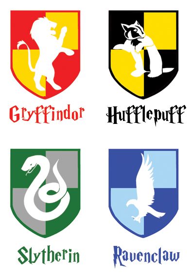 Hogwarts house crests. I needed this for my crafting research. Harry Potter House Banners, Harry Potter Motto Party, Harry Potter Weihnachten, Farewell Decorations, Baby Harry Potter, Harry Potter Banner, Uno Game, Classe Harry Potter, Silhouette Disney