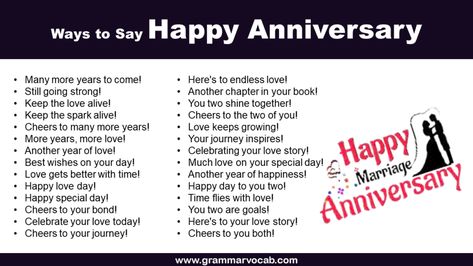 Anniversaries are special occasions to celebrate love, commitment, and the many beautiful moments shared between couples. While a simple “Happy Anniversary” can convey your best wishes, sometimes adding a touch of humor or sweetness can make the message even more memorable. Here are some cute and funny ways to say “Happy Anniversary” to the lovebirds …<p class="read-more"> <a class="" href="https://grammarvocab.com/ways-to-say-happy-anniversary/"> <span class="sc... Happy Anniversary Wishes Couples, Happy Anniversary To A Special Couple, Instagram Captions Family, Anniversary Wishes For Parents, Marriage Games, Funny Anniversary Wishes, Chaos Quotes, Couple Message, Anniversary Wishes For Couple