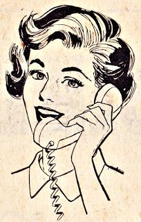 Vintage Lady Drawing, Vintage Telephone Illustration, Vintage Telephone Drawing, Phone Call Drawing, On The Phone Drawing, Phone Call Illustration, Vintage Illustration 50s, Vintage Lady Illustration, Calling Someone On The Phone