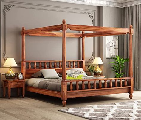 Beautifull antique  luxury double bed Beds Canopy, Bed Frames Ideas, Luxury King Bed, King Size Bed Designs, Wooden Bed Frame Rustic, Bed Without Storage, Wooden King Size Bed, Furniture For Bedroom, Wooden Double Bed