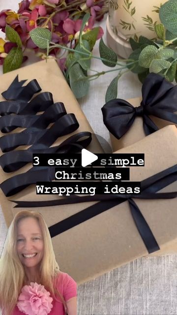 Thousands of Tips on Instagram: "make creative gift packages this christmas using black satin ribbons and kraft paper, see some variations neate video

“Elevate your gift-wrapping game this Christmas with DIY creative gift packages using black satin ribbons and kraft paper. Start by wrapping your gifts in kraft paper, then add a touch of elegance with black satin ribbons. Tie the ribbons in bows, knots, or loops, and experiment with different patterns and designs. You can also add other decorative elements like tags, stickers, or dried flowers to personalize your packages. Get creative and have fun with it!” 

Credits:@homewiththedenhams

#DIYGiftWrapping #ChristmasGiftWrapping #BlackSatinRibbon #KraftPaper #CreativeGiftWrapping #DIYChristmasGifts #HolidayGiftWrapping #DIYDecorations #Gift Bow With Ribbon Diy Gift Wrapping, Tying A Ribbon Bow Gift Wrapping, Elegant Christmas Gift Wrapping Ideas, Purple Gift Wrapping Ideas, Black And White Gift Wrapping Ideas, Present Bows Diy Ribbons, Ribbon On Boxes Wrapping Ideas, Ribbon Gift Wrapping Ideas, Tissue Paper Wrapping Ideas