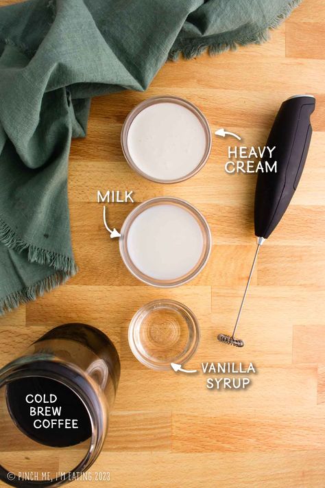 Learn how to make cold foam for coffee just like Starbucks! This DIY sweet cream cold foam recipe will take your homemade coffee shop style iced drinks to the next level. Diy Sweet Cream Cold Foam, Cold Foam For Coffee, Sweet Cream Cold Foam Recipe, Foam For Coffee, Cream Cold Foam Recipe, Make Cold Foam, Cold Foam Coffee, Cold Foam Recipe, Foam Recipe