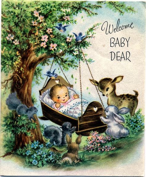 Welcome baby Welcome Baby Cards, Postal Vintage, Old Cards, Baby Illustration, Baby Images, Vintage Card, Images Vintage, Baby Card, Dessin Adorable