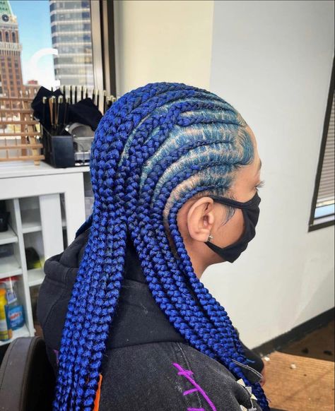 Colored Cornrows Black Women, Blue Cornrows, Navy Blue Hair, Cornrows Braids For Black Women, Two Braid Hairstyles, Best Hair Dye, Pretty Braids, Peekaboo Hair, Braids Hairstyles Pictures