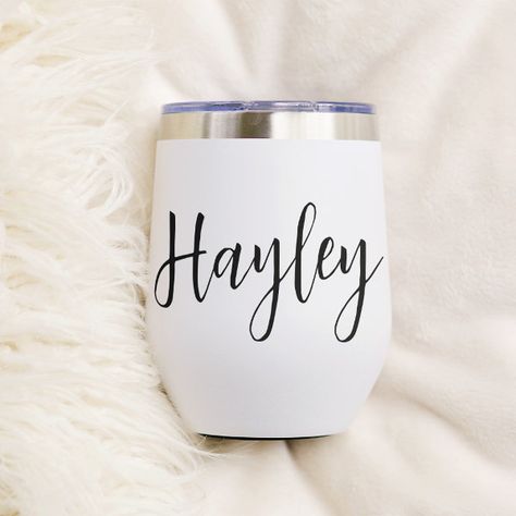 Hand Scripted Name Bachelorette Bridal Party Thermal Wine Tumbler Bachelorette Party Cups Zazzle, Personalized Wine Tumblers, Bachelorette Party Glasses, Bachelorette Tumblers, Personalized Wine Tumbler, Cursive Script, Script Typography, Bridemaids Gifts, Bachelorette Parties