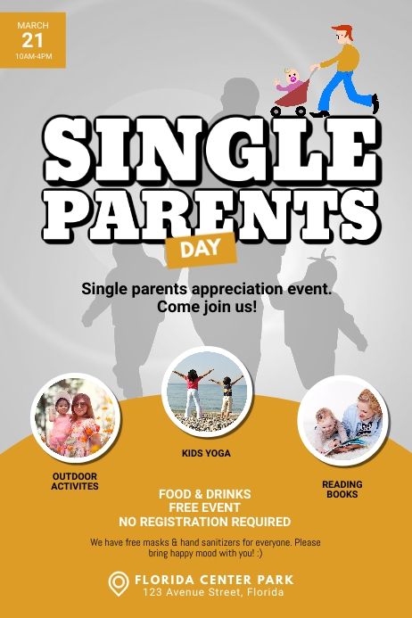 Single Parents Day Flyer Template | PosterMyWall Event Poster Template, School Newsletter, Drink Recipe Book, Single Parents, Nightclub Party, Parents Day, Poster Templates, Free Event, Party Poster