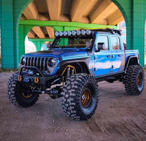 Custom Jeep Wrangler Unlimited, Beach Jeep, Blue Jeep, Jeep Jt, Custom Jeep Wrangler, Lifted Jeep, Jeep Jl, Jeep Pickup, Custom Jeep