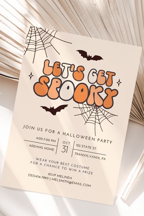 Halloween 21st Birthday Party Invitations, Holloween Costume Party Invitation, Halloween Themed Birthday Invitations, Spooky Party Invitations, October Birthday Invitations, Halloween Sleepover Invitations, Invitation Card Halloween, Halloween Invitation Ideas Diy, Summerween Invitation