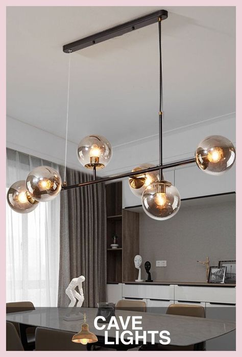 [SponsoredPost] Take Your Dining Room Design To The Next Level With Our Modern Glass Loft Chandelier! With Its Beautiful Design And High-Quality Finish, Improving Your Dining Room Decor Has Never Been Easier! #kitchenislandlightingchandelier Modern Installation, Glass Ball Pendant Lighting, Pendant Lampshade, Kitchen Dining Living Room, Ball Pendant Lighting, Gold Pendant Lighting, Kitchen Dinning Room, Black Dining Room, Kitchen Dining Living