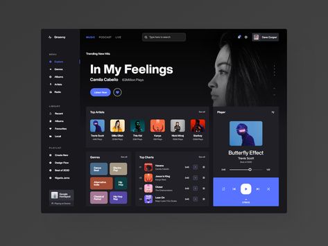 Music Player Website, Web App Ui Design, Spotify Design, Music App Design, Music Player Design, Music Streaming App, Music Player App, Web Application Design, Ui Design Dashboard