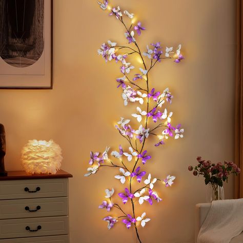 PRICES MAY VARY. 【Unique Design】: 6FT handcrafted artificial butterfly garland adorned with 40 soft warm white fairy LEDs, specially designed to enhance your Thanksgiving, Christmas, and other holiday decorations. 【Exquisite Appearance】: This vine with lights is adorned with lifelike butterfly decoration, it's a perfectly vivid butterfly garland with lights decoration as a centerpiece decor. 【Variable Shape】: The pliable and sturdy branches allow you to easily shape the lighted vine as you desir