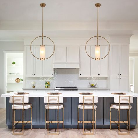 Brass Kitchen Island, Lights Over Kitchen Island, Kitchen Pendant, Minimalist Pendant, Wagon Wheel Chandelier, Brass Kitchen, Kitchen Island Pendants, Kitchen Pendants, The Embrace