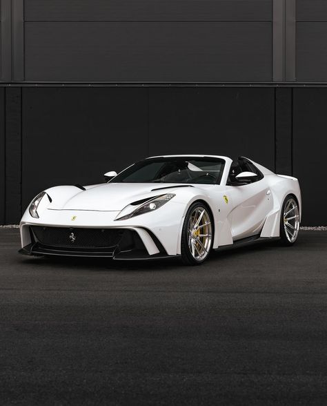 Ferrari 812 GTS painted in Bianco w/ a full Novitec N Largo body kit and a set of Vossen x Novitec NF10 wheels finished in brushed gloss clear.   Photo taken by: @novitecgroup on Instagram Ferrari 812 Novitec, Ferrari 812 Gts, White Ferrari, Car Wallpapers, Body Kit, Luxury Lifestyle, Bathroom Interior Design, Bathroom Interior, Sport Cars