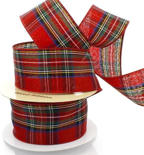 Amazon.com: Ribbon Traditions Vintage Red/Blue Plaid Flannel Wired Ribbon 2 1/2" By 25 Yards Christmas Lodge Decor, Wire Diy Crafts, Tartan Plaid Christmas, Christmas Wired Ribbon, Tartan Fashion, Ribbon Crafts Diy, Winter Wreaths, Winter Plaid, Blue Tartan