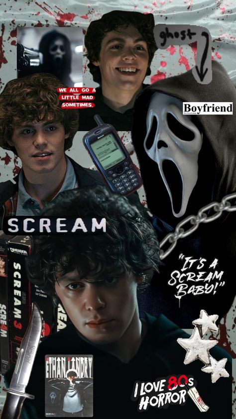 Ethan Landry <3 #movies #quotes #art #music #ethan #scream #screamvi #horror #jackchampion #ethanlandry Scream Aesthetic Wallpaper, Ethan Scream, Scream Quotes, Scarie Movie, Ghost Face Wallpaper Aesthetic, Scream Videos, Ethan Landry, Scream Cast, Movie Collage