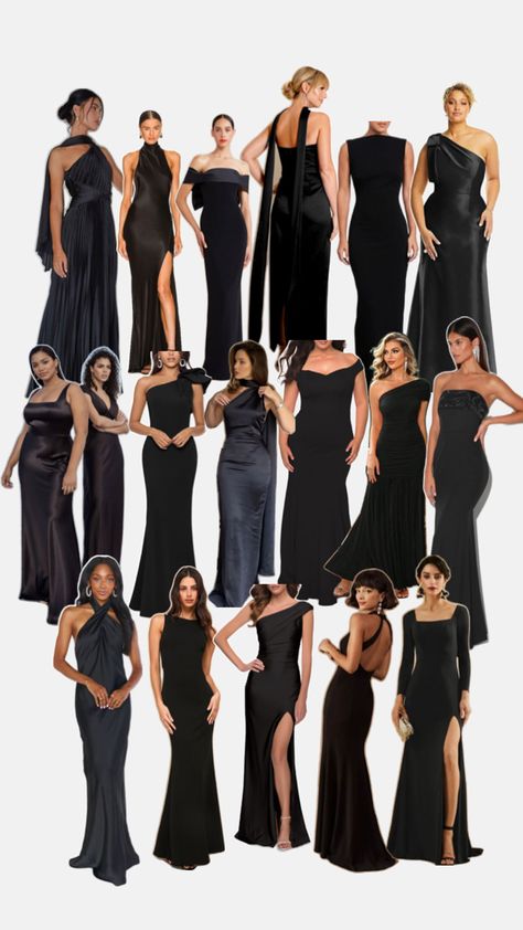 Hollywood Glam Dress, Black Tie Bridesmaids, Holly Wedding, Winter Bridesmaids, Winter Bridesmaid Dresses, Wedding Lookbook, Bridesmaids Dress Inspiration, Dream Wedding Decorations, Dress Code Wedding